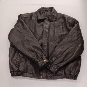 Excelled RN# 20849 Men's Brown Full Zip Pockets Leather Jacket Size Large